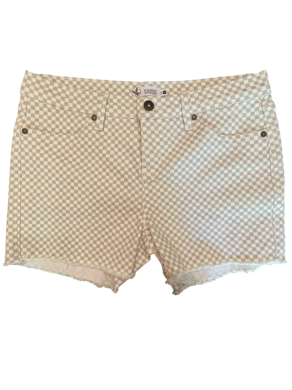 Carve Designs Maui 4” Relaxed Boyfriend Shorts Birch Check Womens Size 4 NWOT